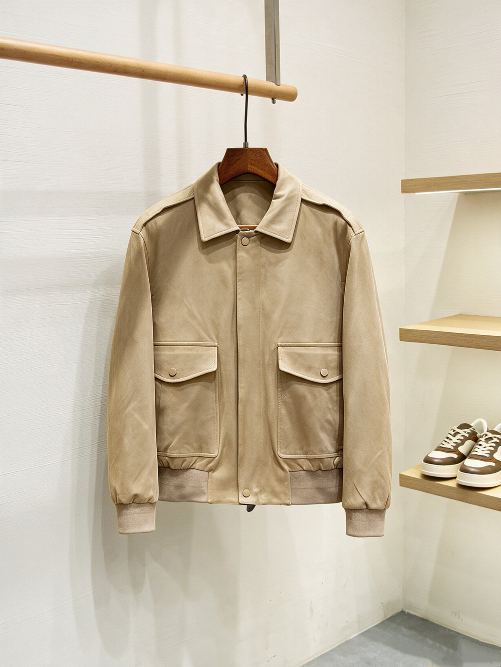 Blt Edition Italian Old Money Style Highquality Suede Men's Casual Retro Lapel Flight Jacket