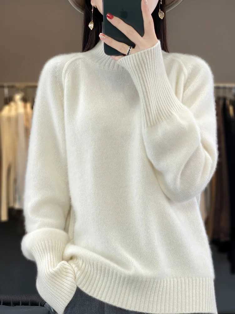 Women's Sweaters Women Cashmere Sweater 100% Merino Wool Knitted Pullover Autumn Winter Mock Neck Knitwear Female Soft Casual Fashion Warm Top