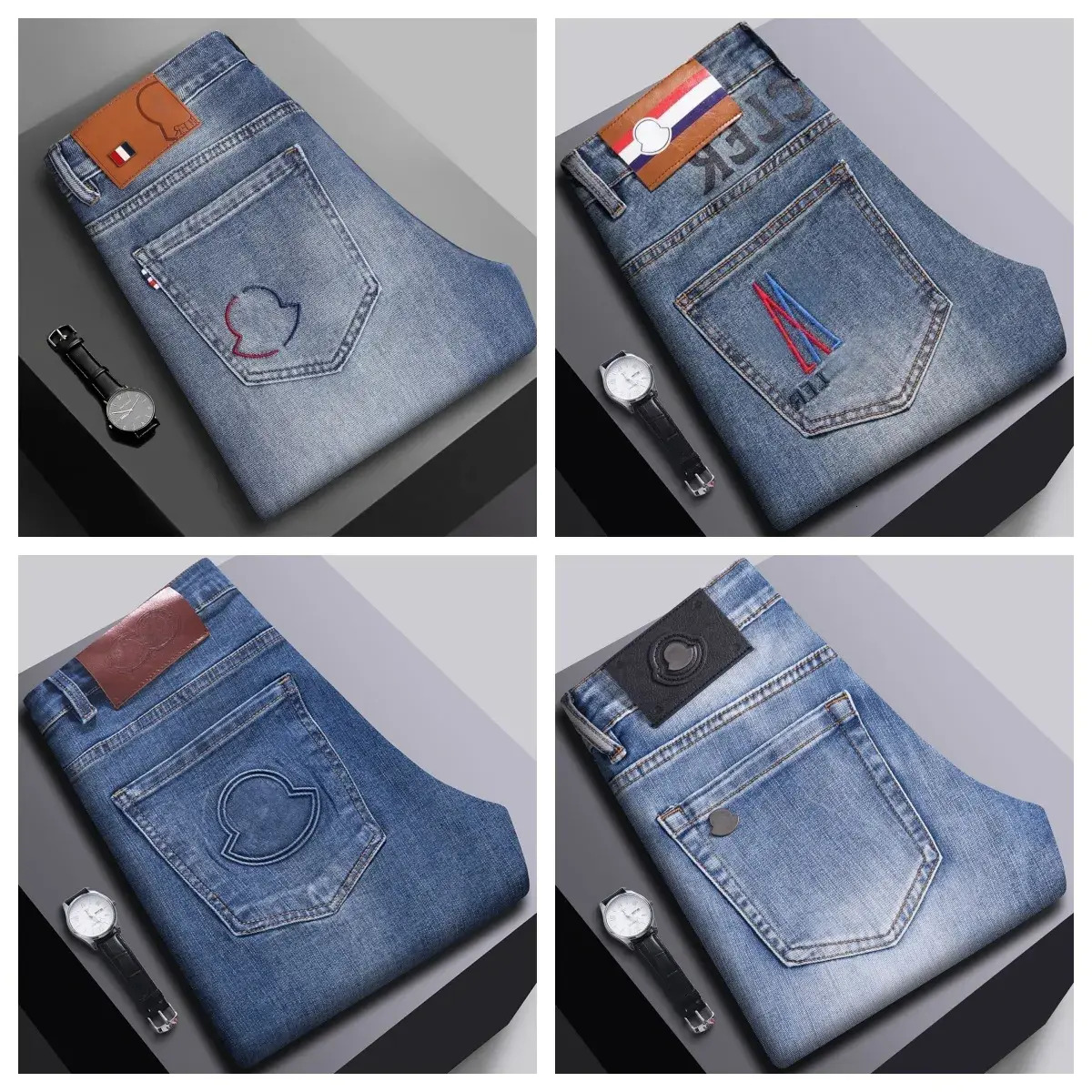 trousers Men Jeans Designer Mens Luxury Brand Embroidered Letter Logo Denim Jeans Men Fashion Casual Retro Elastic Slim Cotton Straight Pants Denim