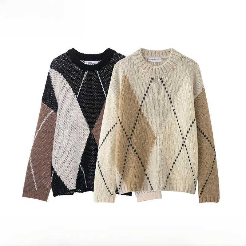 Women's Sweaters Fashionable Pattern Long sleeve round Neck Knitted Sweater New Arrival Women's Street Style Loose Fit Warm Polyester D260