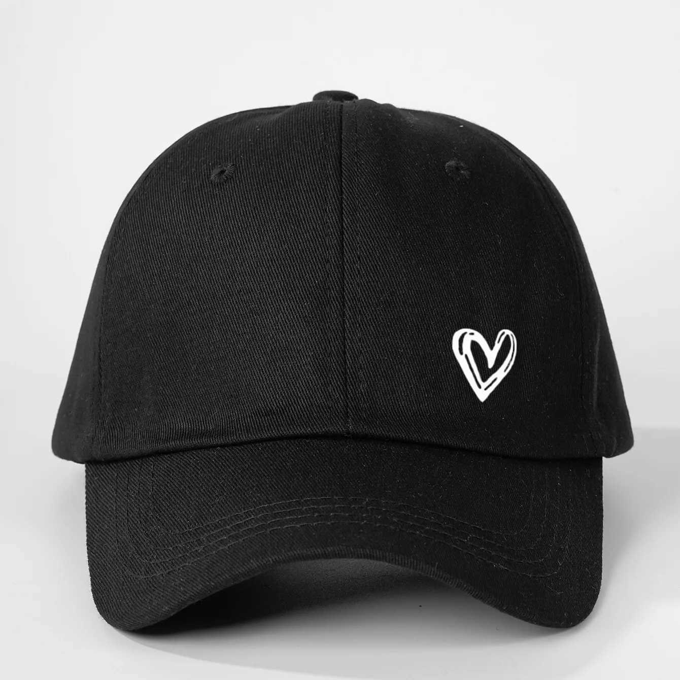 Solid color love printed baseball cap for men and women outdoor sun protection soft top duckbill cap Z260922