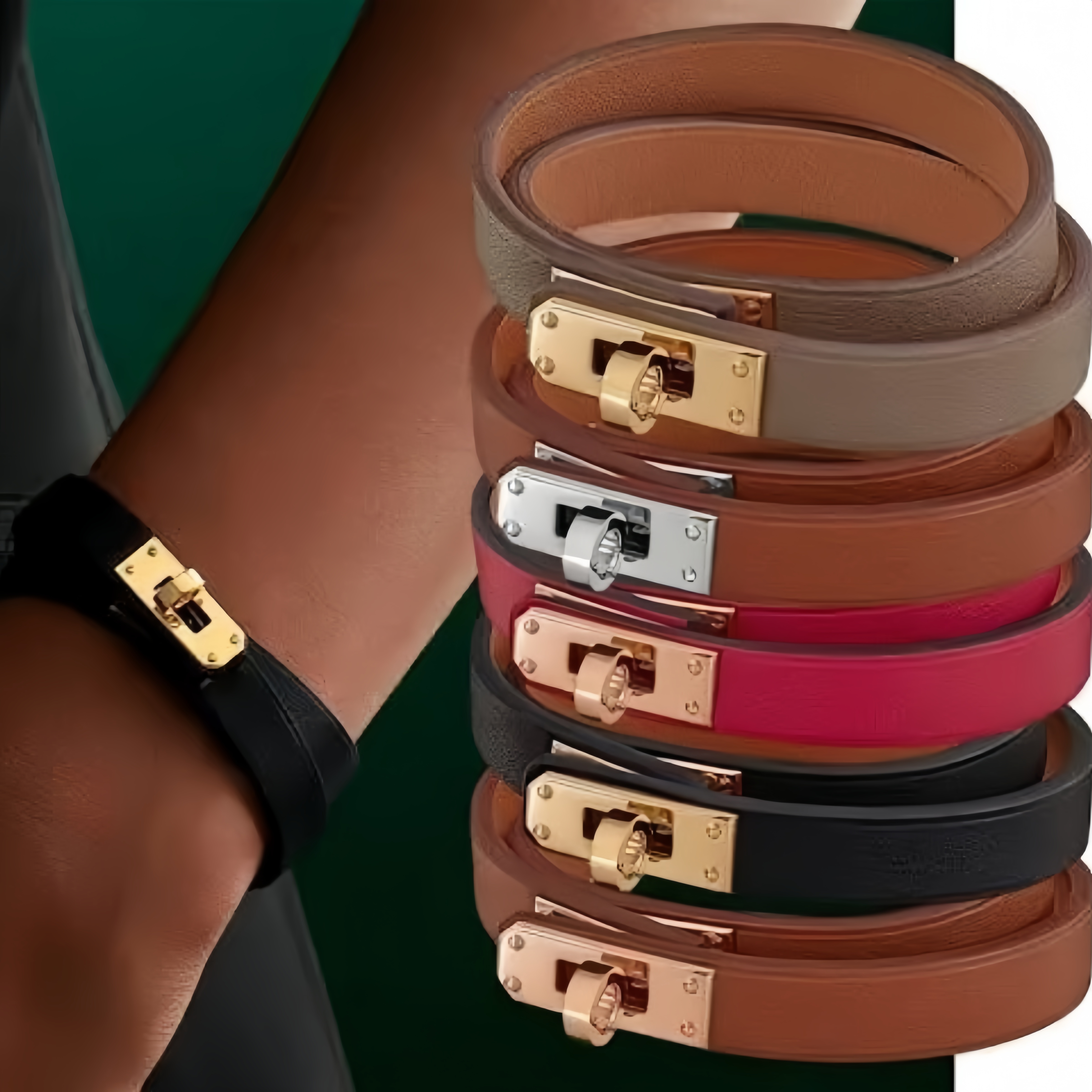 Pulsera de cuero de doble capa H, pulsera de hebilla redonda de cuero genuino, diseñador de joyas para mujeres, pulsera para hombre, joyería de lujo