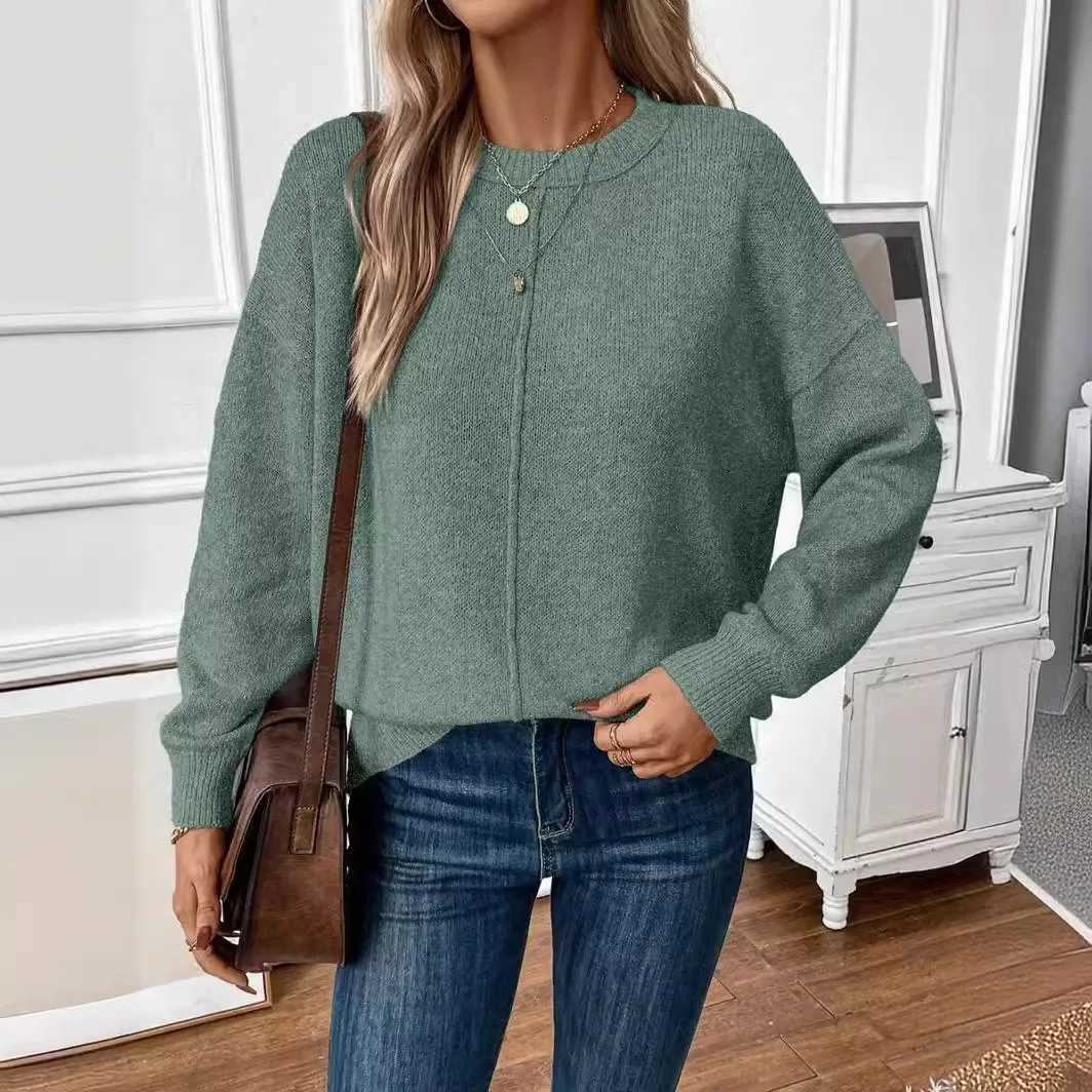 Women's Sweaters Autumn Winter Solid Color Sweater New Style 2025 European and American Hot Simple Fashion Casual Pullover Women D260923