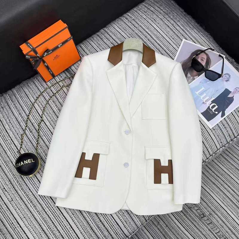 designer Women's Suits & Blazers early spring new collection, patchwork design with lettered pocket details, long-sleeved blazer with a stand-u