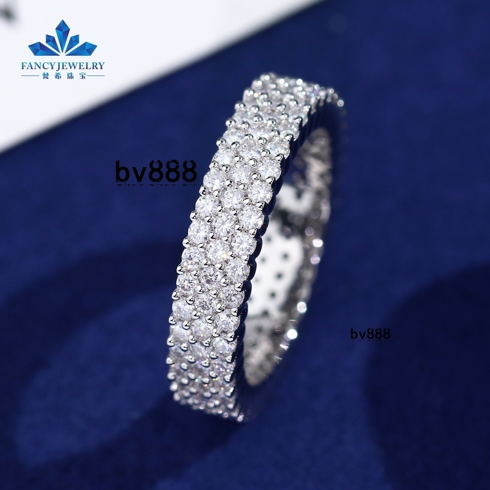 Factory Custom Forever Classic Moissanite Ring 925 Silver 10k 14k 18k Gold Moissanite Eternity Band Ring for Ladies