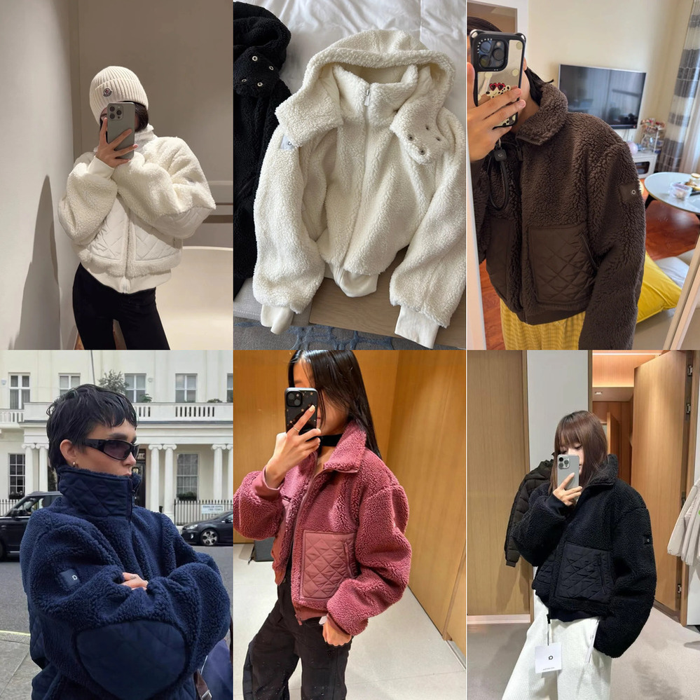 AIo Mirror quality Women's Brown Fleece Lamb Jacket Designer Winter Stand Collar Patchwork Zipper Coat Warm Thickened Loose Casual High end Out