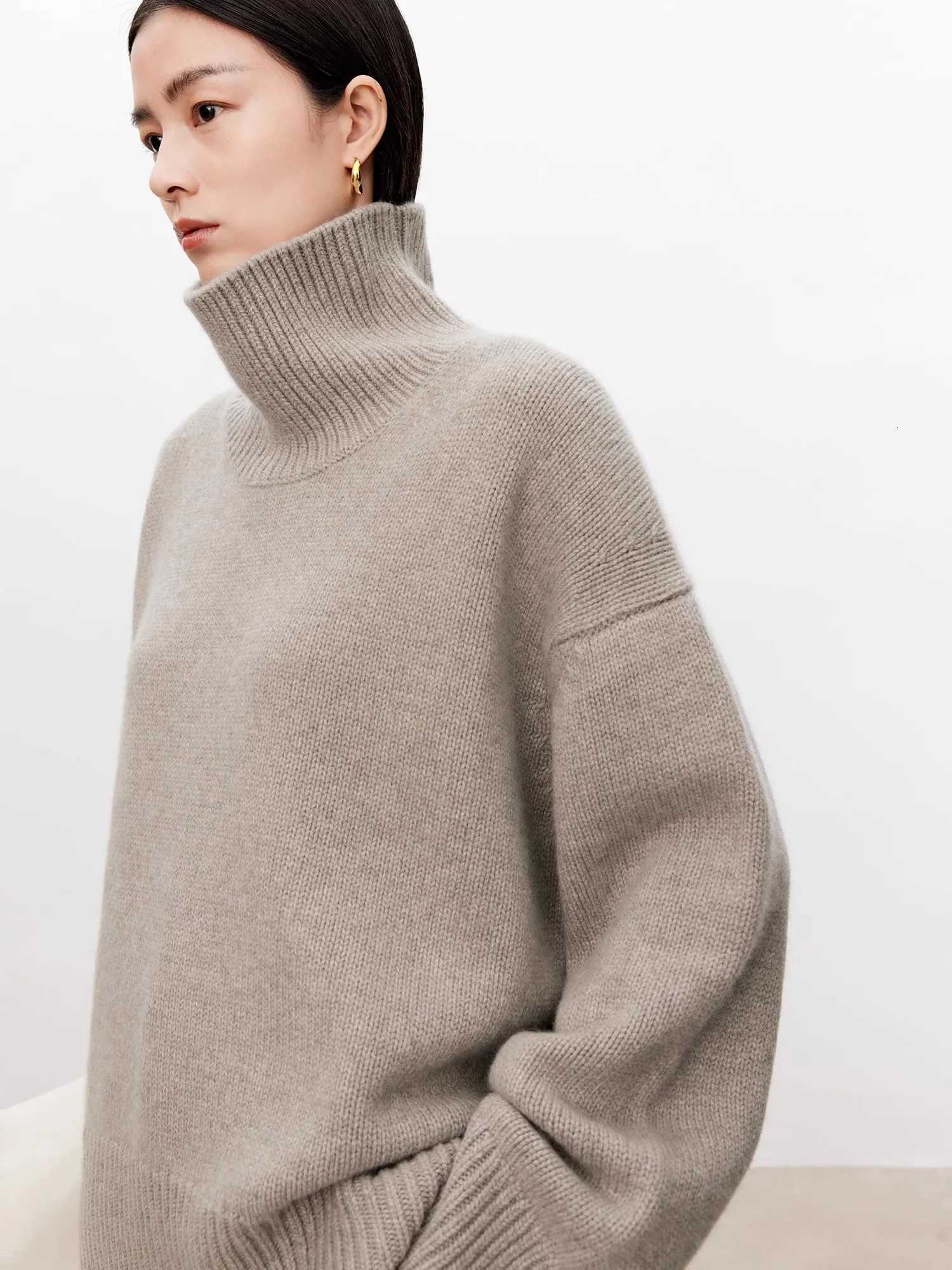 Women's Sweaters 100% Merino wool knitted women's pullover high neck sweater for casual warmth autumn and winter full sleeved sweater hot