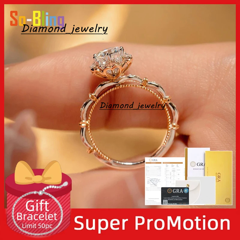 So-Bling 5mm D VVS1 Moissanite Ring with Gra Certificate 925 Sterling Silver Engagement Wedding Rings for Women Jewelry