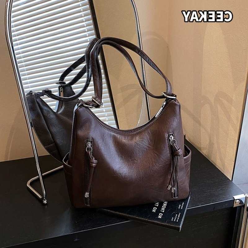 Cross Body CEEKAY Women's Hobo Bag Dark Brown Soft PU Leather Large Shoulder Handbag Double Zipper Detail Versatile Everyday Commute Casual D26