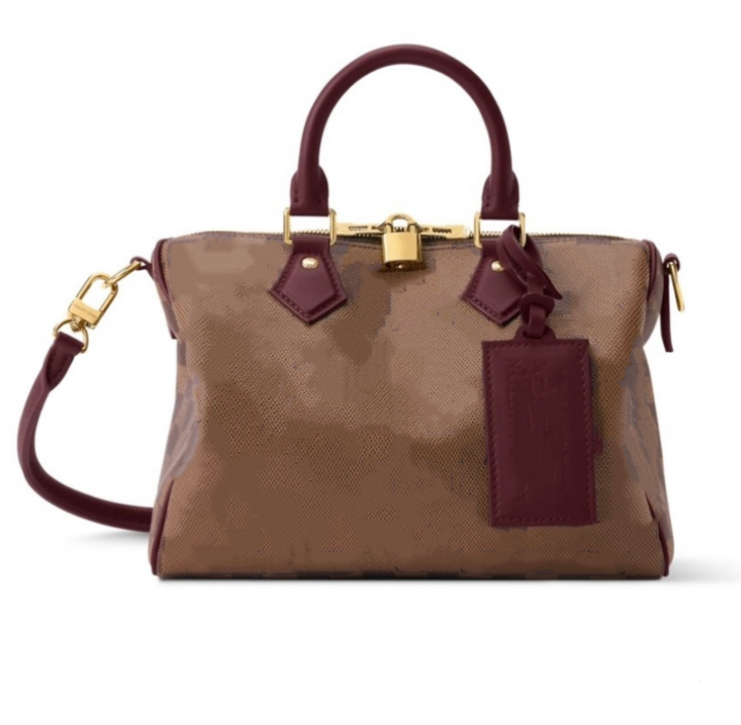 Brown Grid Top quality 10A Women Travels Boston P9Speedys30CM Shoulder bag Designer tote crossbody bag Soft 30 handbags Pillow bags calf leather Red