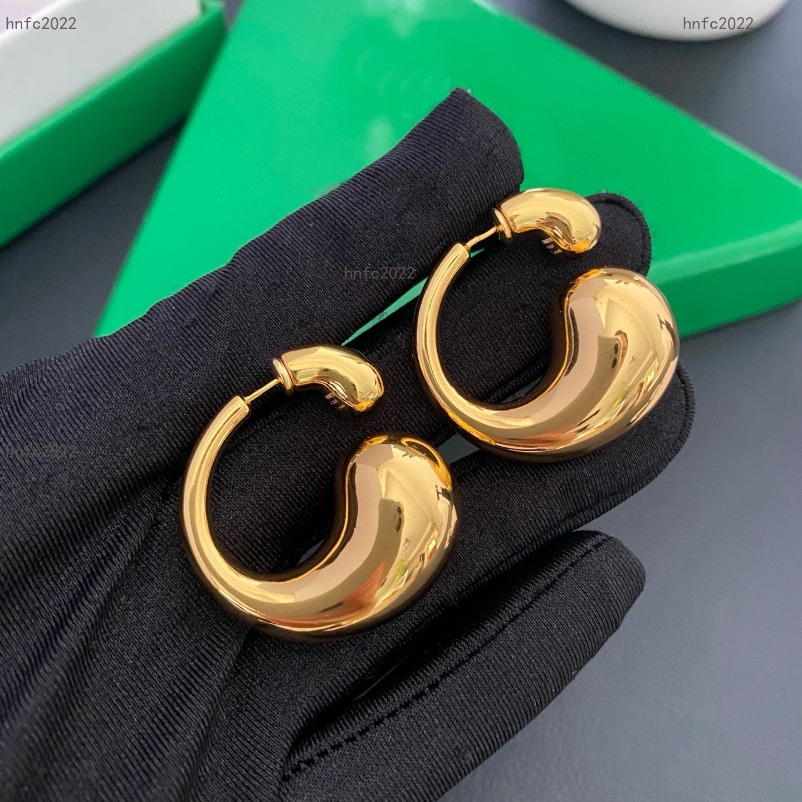 New Designed women ear studs shiny gold silver Irregular C-shaped drop earrings 18K Gold plated Designer Jewelry