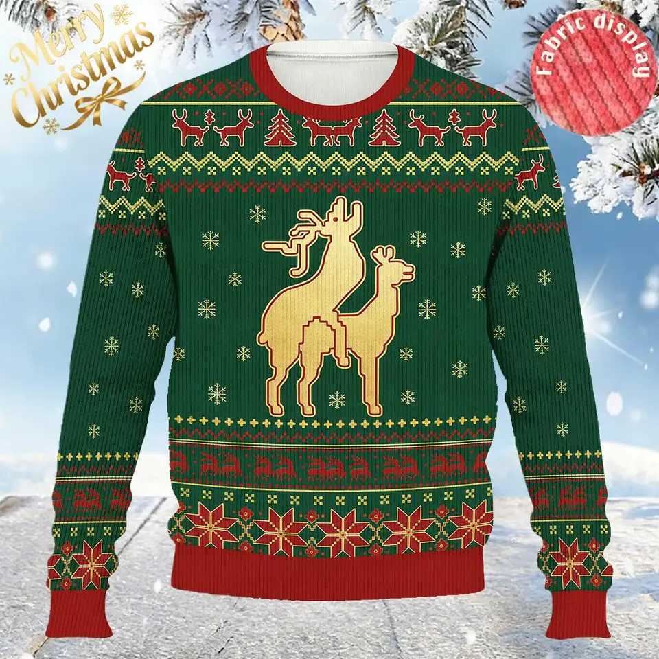 Women's Sweaters Funny Christmas New Year's Ugly Sweater Men Women 3D Indecent Deer Print Sweatshirts New Festival Knitted Reindeer Party