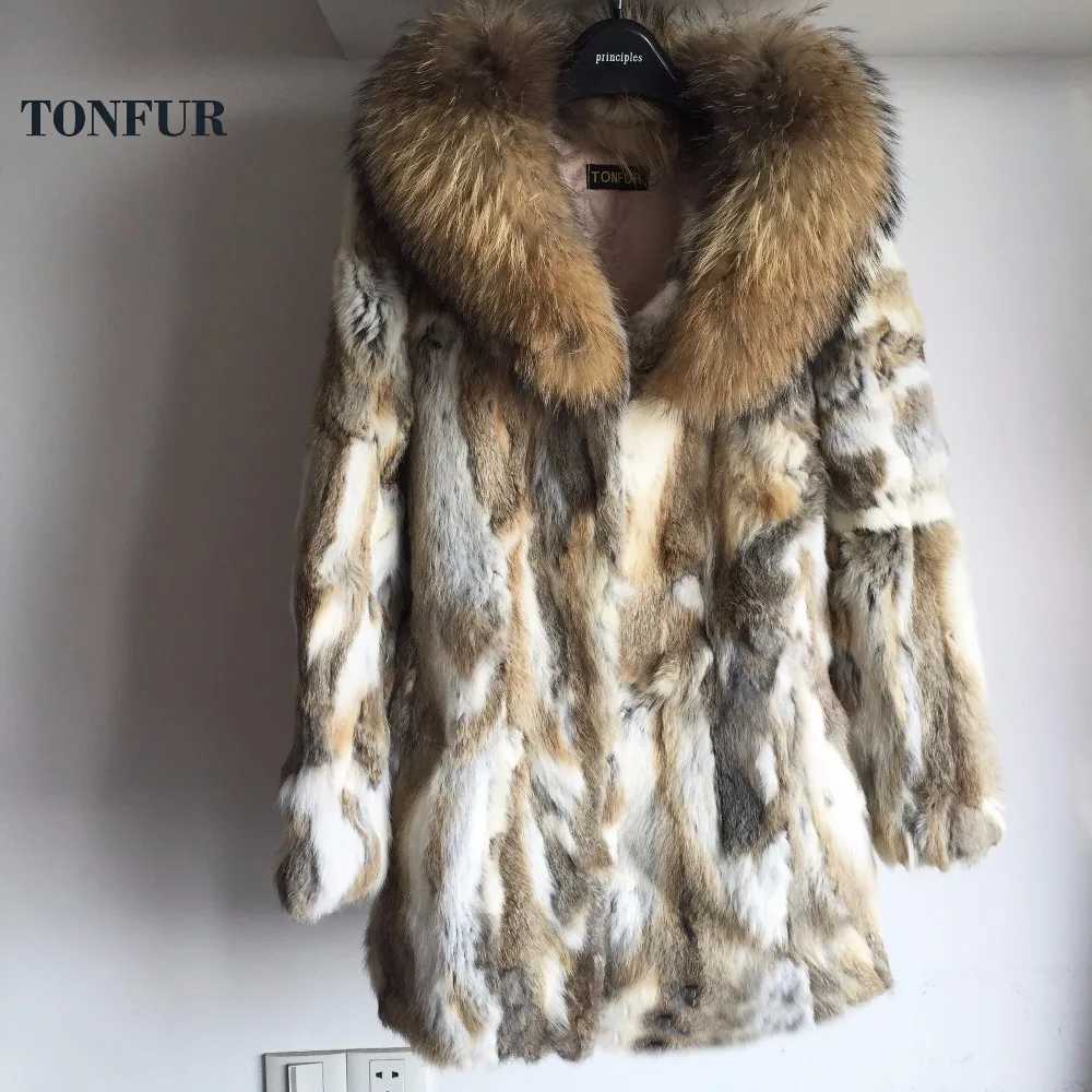 2021 Big Natural Raccoon Fur Collar Coat Rabbit Fur Overcoat New Arrival Top Sale Factory Retail Fur TSR157 M260922