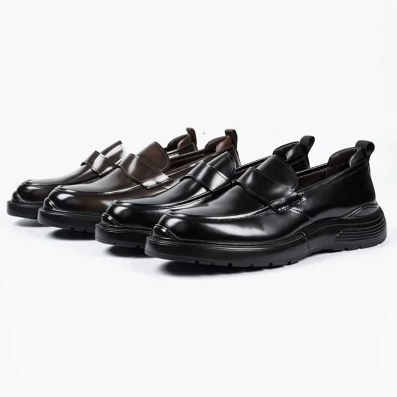 Dress Shoes New Thick Bottom Loafers Dress Shoes Men Genuine Leather Slip-on Business Casual Shoes Mens Formal Shoes Party Wedding Shoes X260923