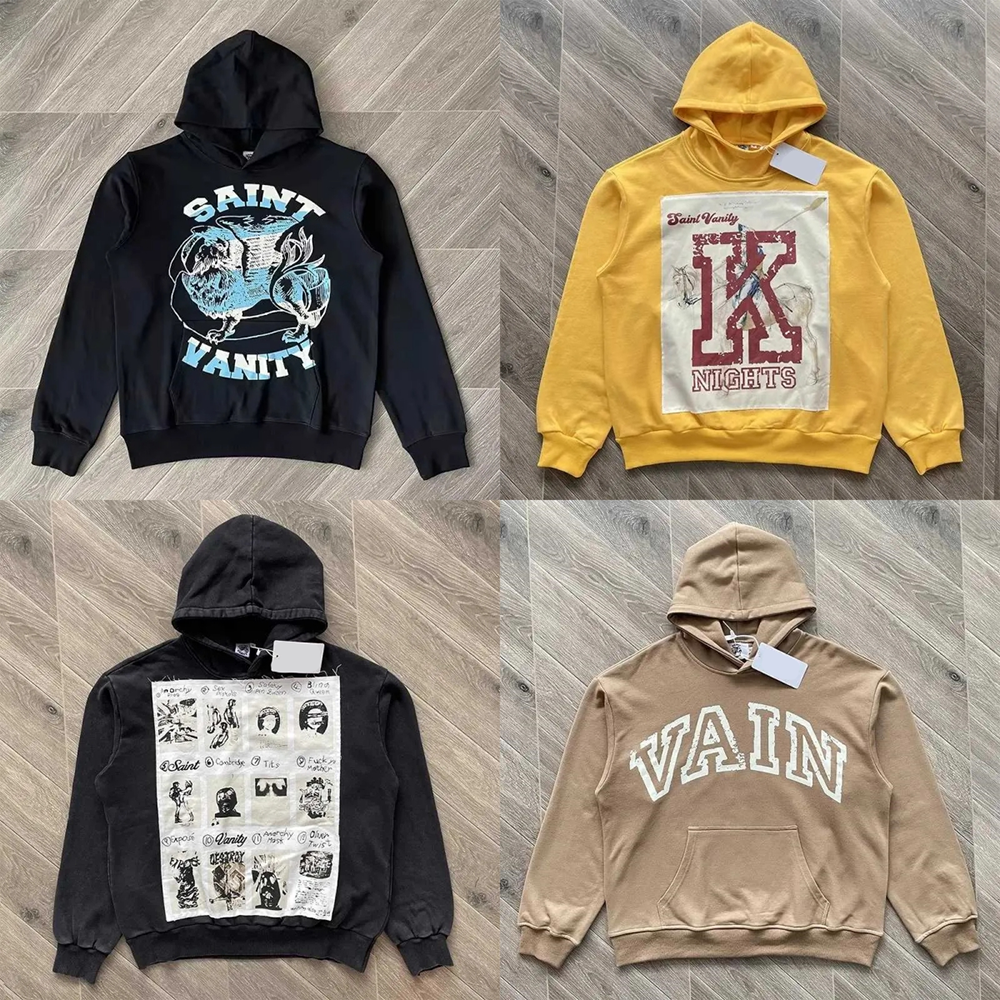 SAINT VANITY Hoodies Designer Mens Sweatshirts Collection Cotton Fashion Pure Cotton Vintage Washed Sweatshirt Casual SAINT VANITY Jogger Sports Sui
