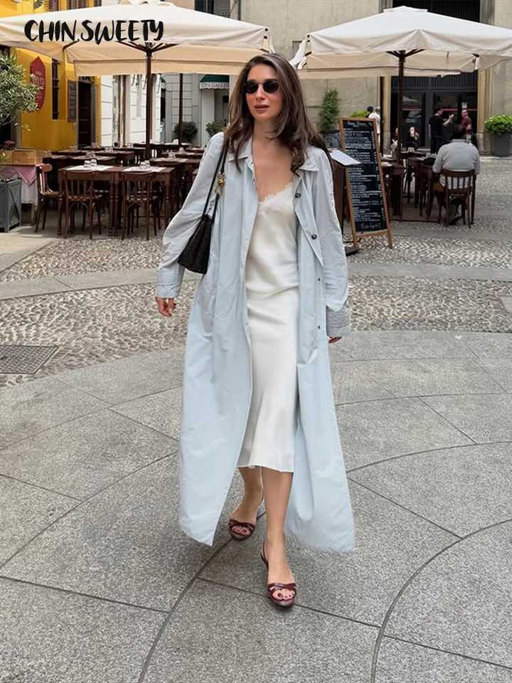 Strt Solid Women's Windbreaker Long Slve Turn-Down Collar Lady Trench Coat 2026 Autumn Chic Female Strt Thin Coats M260922