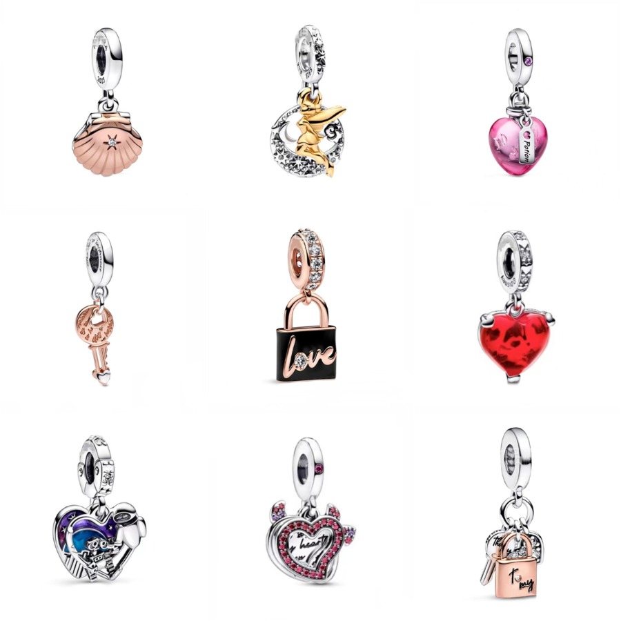 Luxury Designer Gold Plated Heart Pendant Womens Bracelet Accessories Rose Gold Heart Magic Bottle Beads Sparkling Zircon Womens DIY Bracelet Premiu