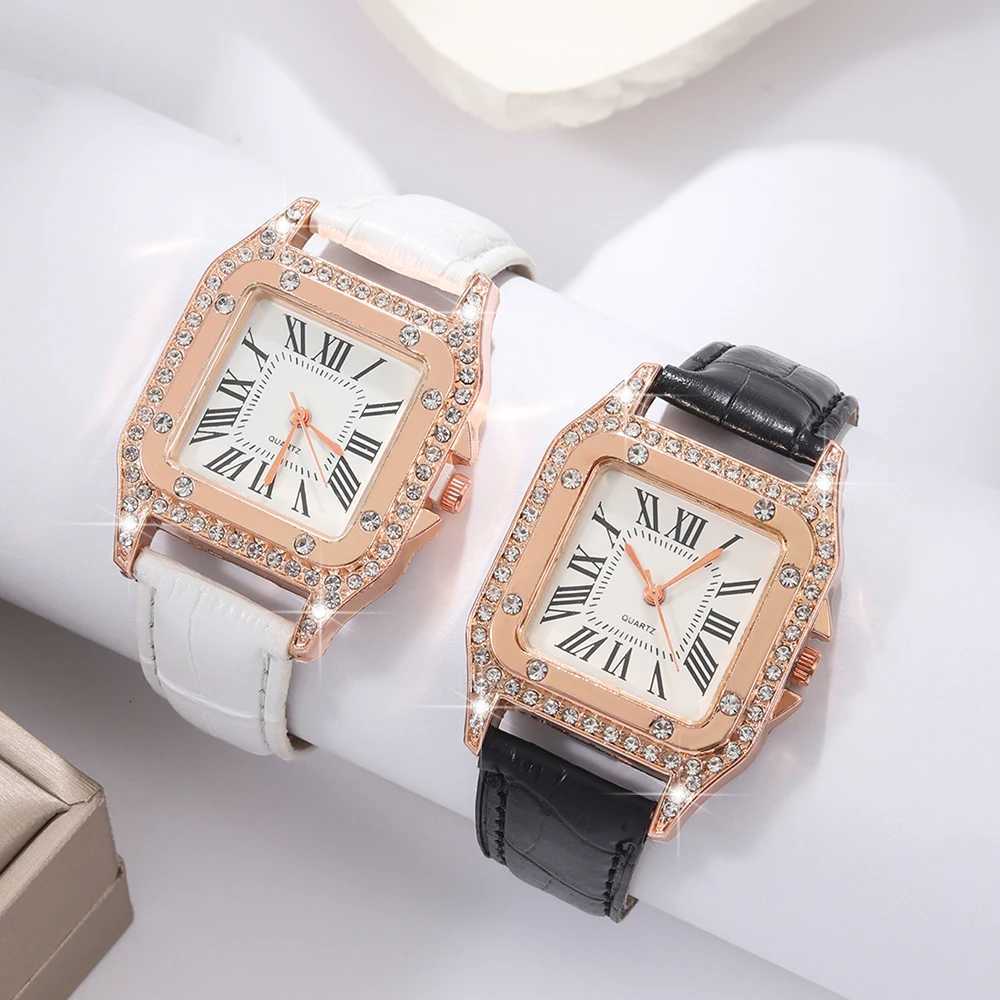Women's Watches 2 unids/set conjunto de relojes de lujo para mujer reloj de pulsera de cuero analógico de PU reloj de pulsera de aleación elegante d