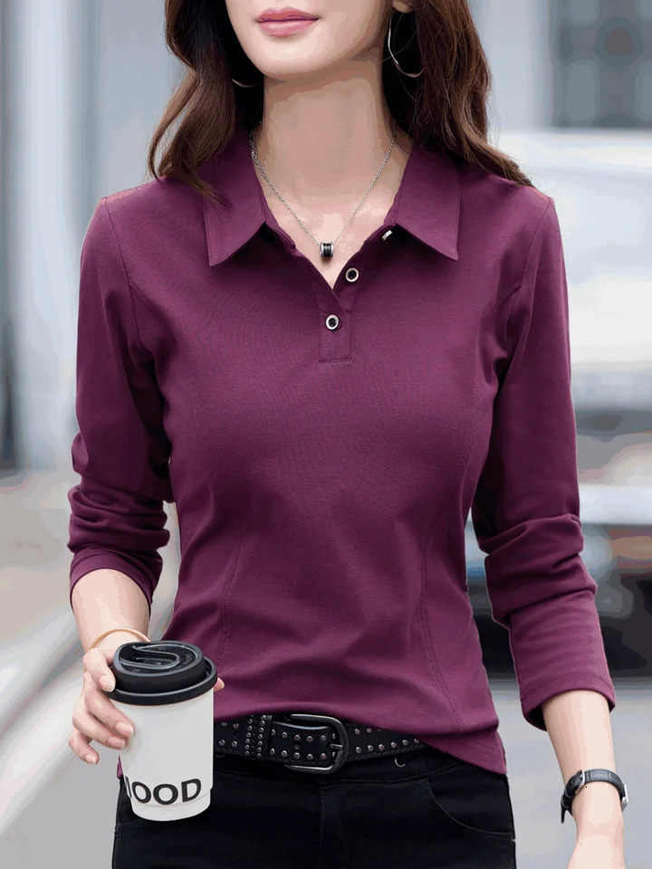 Skinfriendly slimming waistclosing crewnecked longsleeve Tshirt that fits well simple and stylish versatile and durabl 260923