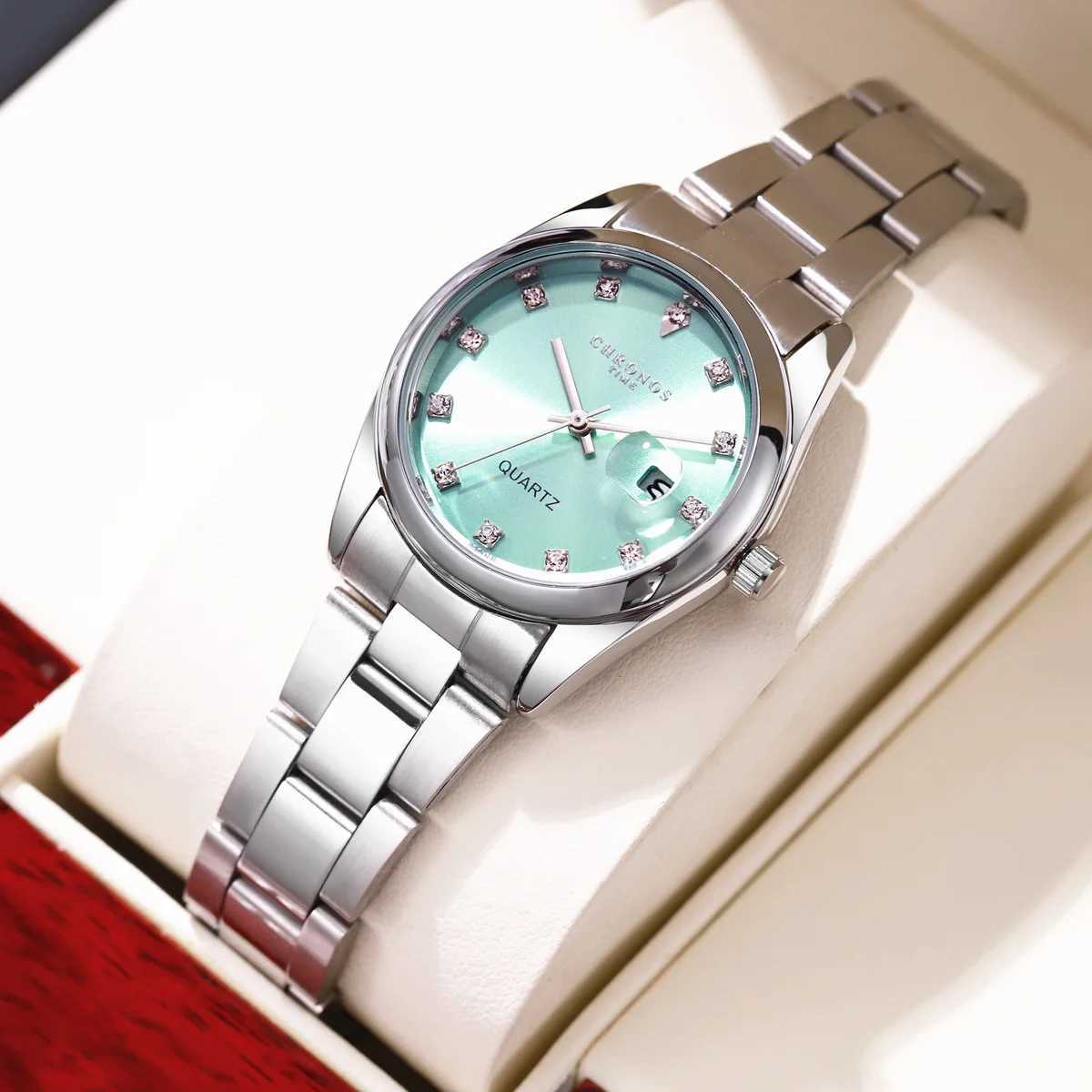 Women's Watches CHRONOS Women's Wristwatch Luxury Fashion Stainless Steel Watch for Ladies Elegant Waterproof Quartz Watches Gifts Reloj M