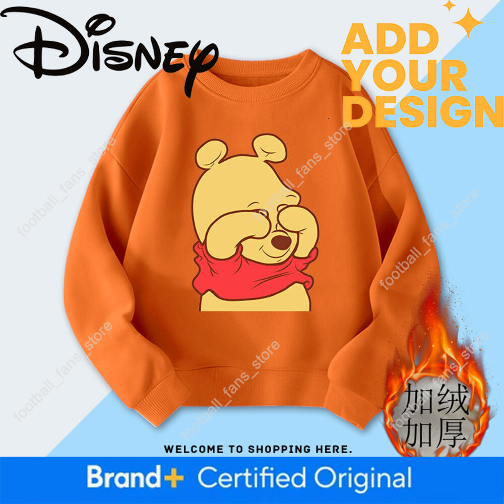 Girls' Autumn Winter Fleece-Lined Thick Sweatshirt, Thin Winnie the Pooh Children's Clothing, Stylish and Versatile Tops for Older Kids 3
