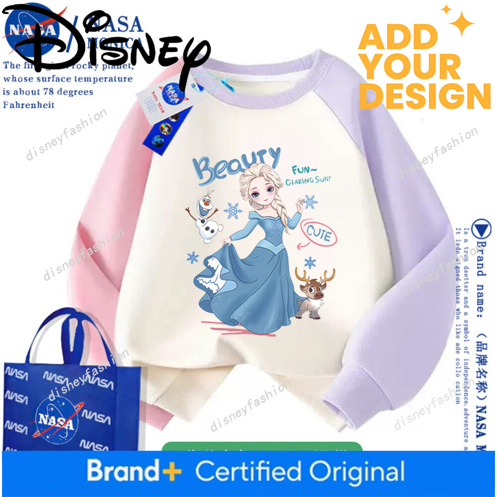 Nasa Frozen Elsa Princess Children's Sweatshirt Autumn and Winter Stylish Versatile Thickened Fleece Clothing for Older Kids f9