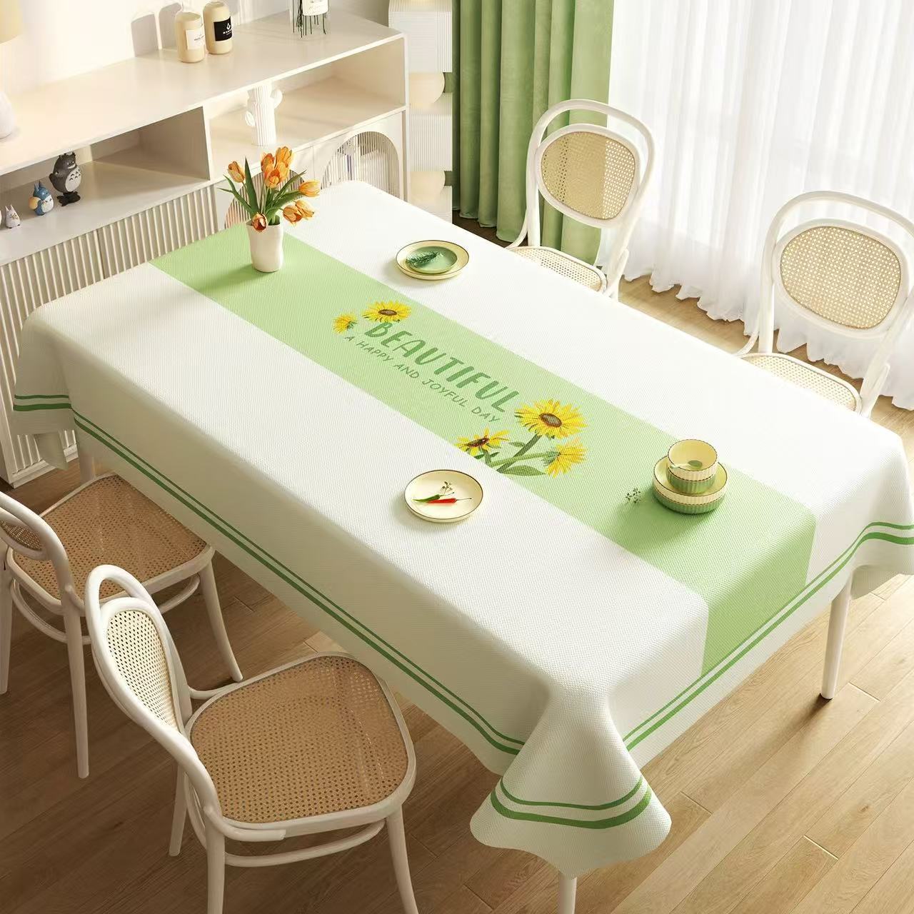 Nappe rectangulaire en PVC personnalisée, Style minimaliste frais, étanche à l'huile et sans entretien, YL-39236
