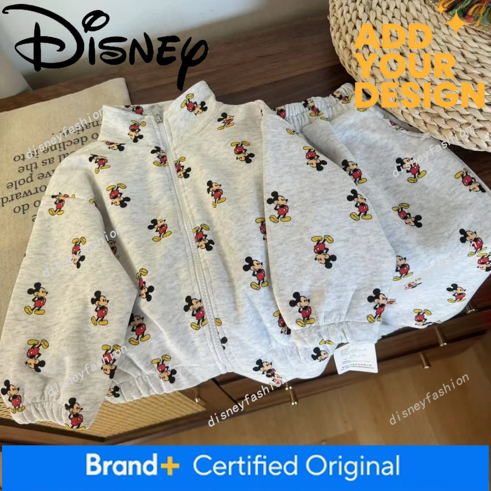 Boys' girls' zip-up sweatshirt and pants set, 2026 spring new style, Mickey full-print fashion sports jacket two-piece set 80 3a