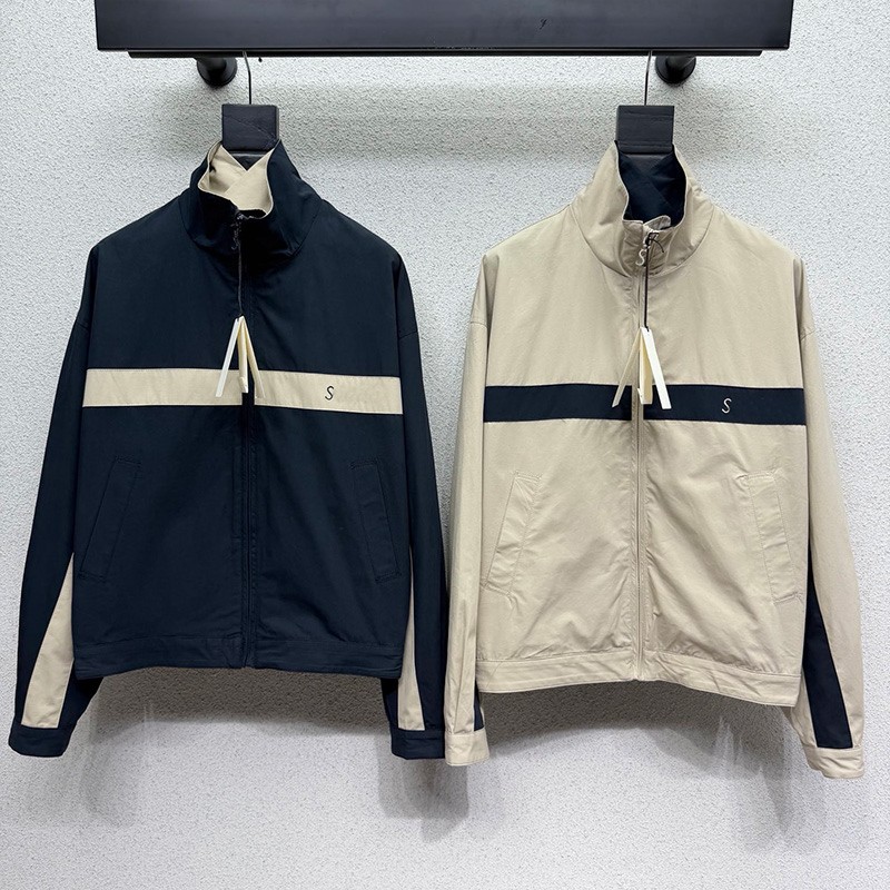 Brand Letters Embroideried Windbreaker Jacket Women Contrast Color Zipper Up Sporty Outwear Autumn Spring Vintage Daily Commute Loose Fit Coat