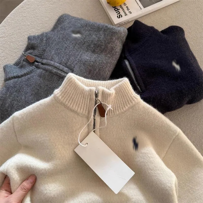2026 cologne New perfume Halloween Designer Kids Fleece Lined Sweater Pullover Boys Girls Toddler Embroidery Half High Neck Thickened Warm Zip Up Kn