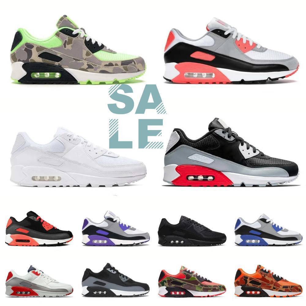 Designer 90 90S Sports Shoes Men Women Triple White Black Grey Reverse Duck Camo Infrared Leathers Mesh Trainers Casual Shoe Recraft Laser Outdoor R