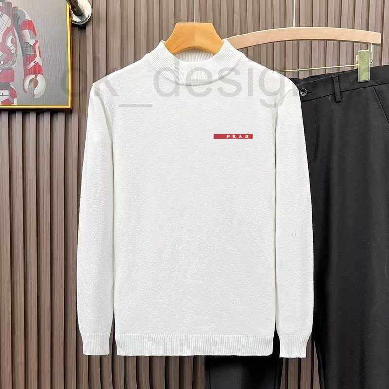 Men's Sweaters Designer wine-red base layer sweater for men, autumn and winter half-high collar knitwear, warm and slim-fit ZZGF