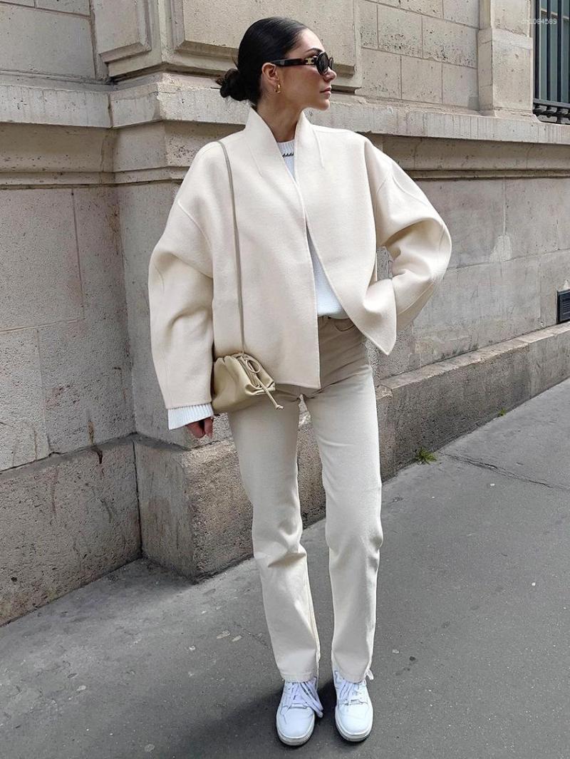 Autumn And Winter Long-sleeved V-neck Woolen Coat Short Style 2026 Cross-border European American Loose-fitting Elegant Casual