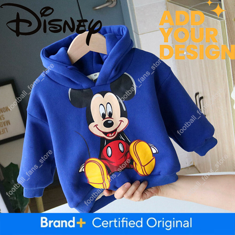 Boys Girls Thickened Mickey Sweatshirt Children's Warm Hooded Top Baby Clothing Autumn and Winter Fleece Hoodie 6 0