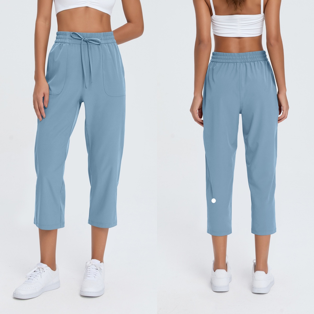 L6573 Pantalon de Yoga tissé pour femmes Capris à jambe droite avec tissu respirant à séchage rapide coupe pantalon de Jogging décontracté pantal