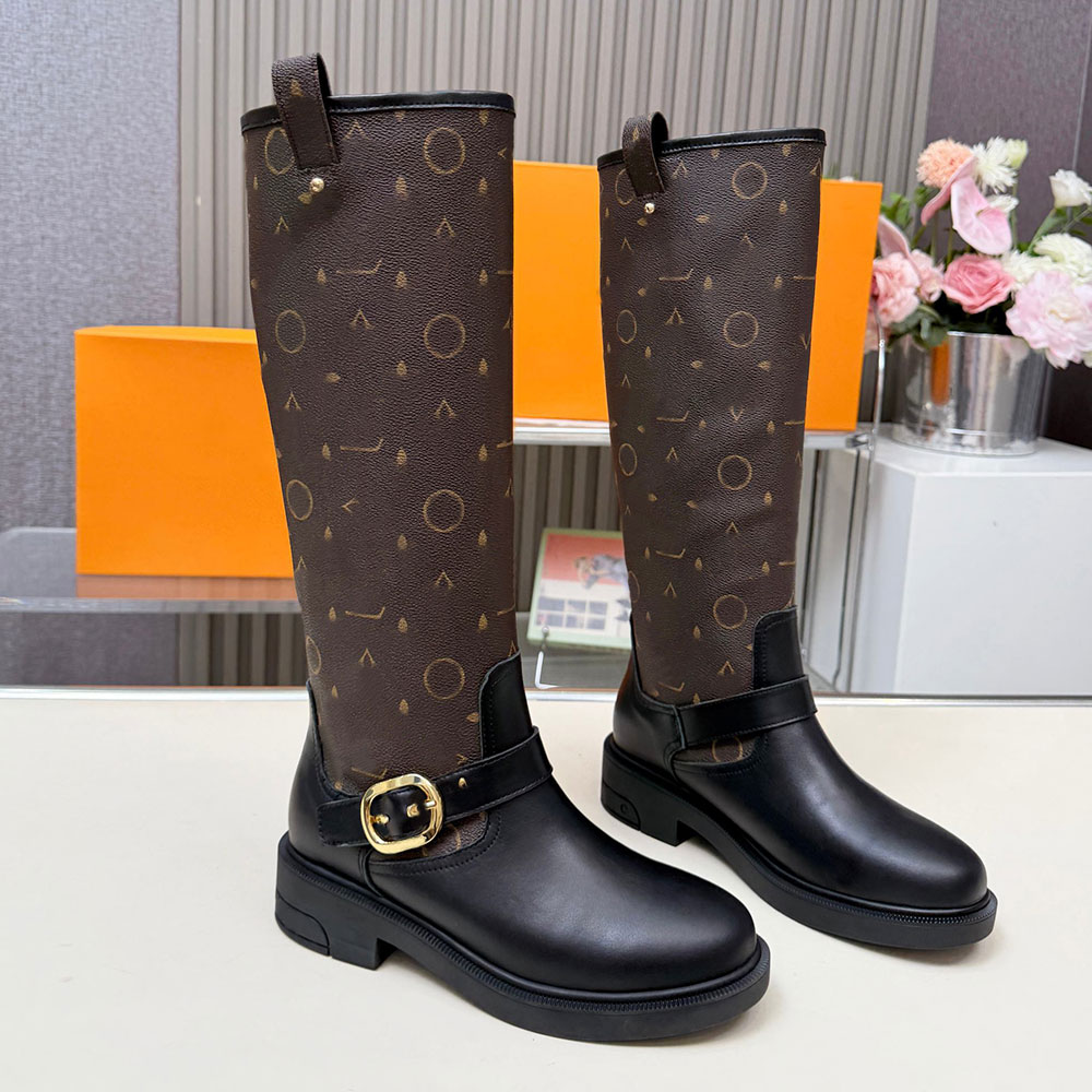 Citizen High Boot Womens Luxury Designer Knee Boots 1AKHMZ Tubular Style Refined Supple Calf Leather Boot Fashion Brand Autumn Winter Boots Leather