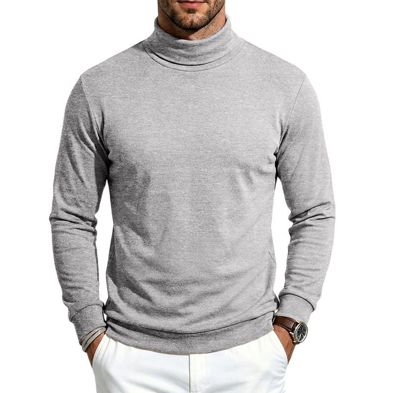 European and American men's winter and autumn warm high-neck long-sleeved t-shirts for export. Men's woolen semi-high-neck base shirts.