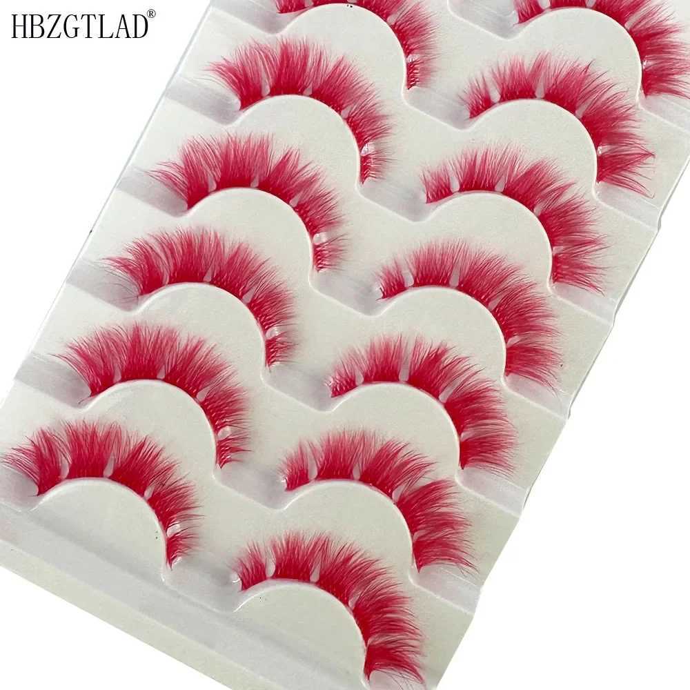False Eyelashes Pink color Lashes Manga Lashes 3D Clear Band Lashes Natural Look Wispy Mink Eyelashes Fluffy Cat Eye Lashes individual Eyelashes X26