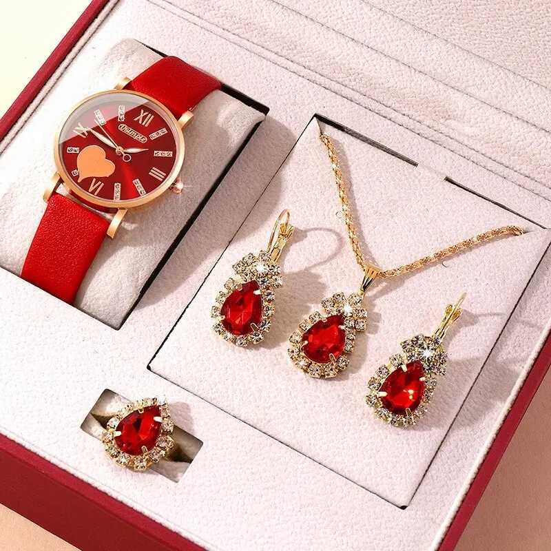 Women's Watches 6PCS Set Fashion Women Quartz Watch Heart Dial Classic Ladise Watches Women Simple Clock For Female Gift Relogio FemininoT26092