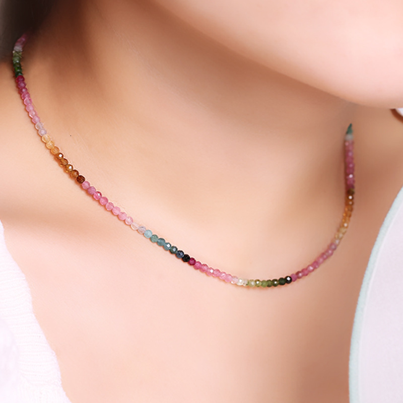 Collier de pierres précieuses à breloques pour femmes, collier court en pierre Unique, bijoux en cristal coloré pour Banquet et mariage, cadeau 2