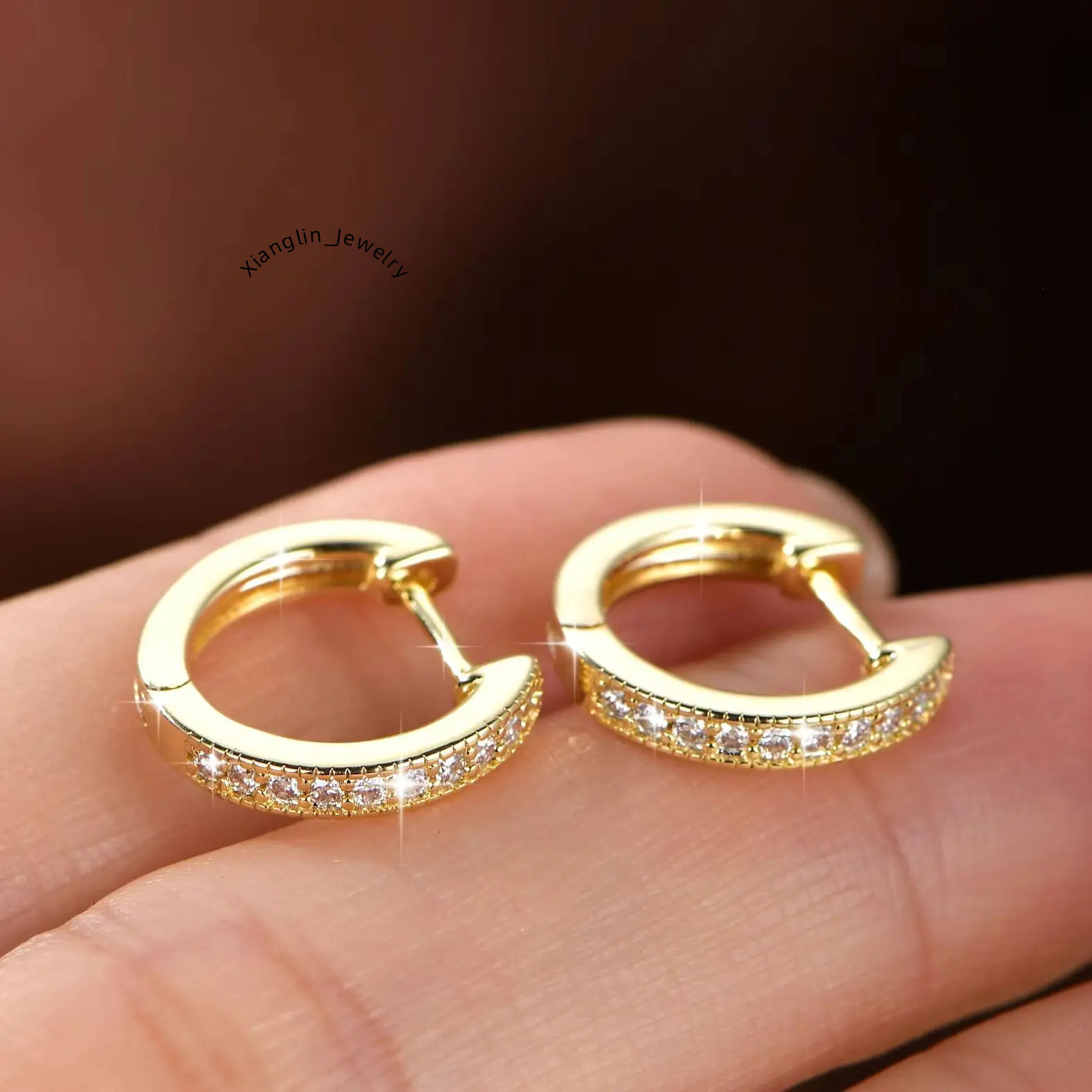 Celestinova 14K Gold Plated Earring D Color VVS1 GRA Minimalist Classic Moissanite Hoop Women Earrings Waterproof Luxury Jewelry