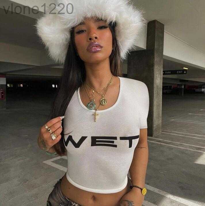 Women's Tanks PixieKiki Wet Letter Print White Crop Top Shirt Y2k Streetwear Sexy Summer Clothes For Women Tank Tops