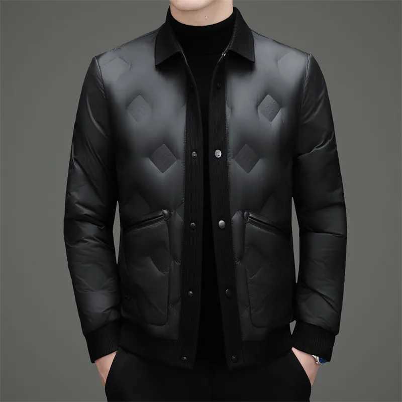 Men's Down Parkas Winter New Men's Lapel Down Jacket White Duck Down Fashionable Business Casual Men Puffer Coat C260922