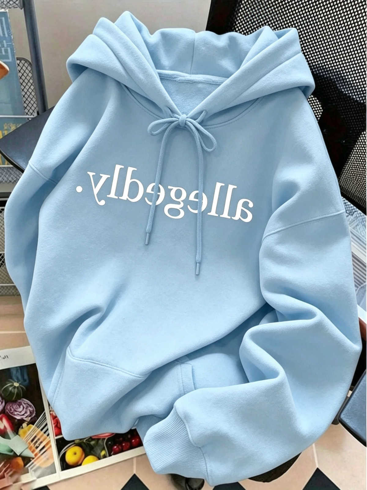 Hoodies Sweatshirts "Creative letter Women's pattern printed women's fashionable pullover hoodie simple and stylish casual elegant pu