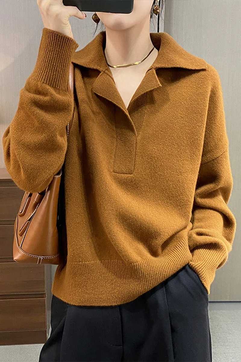 Women's Sweaters French high-grade temperament knitwear 2024 autumn and winter new design sense wool loose 100shmere sweater D260923