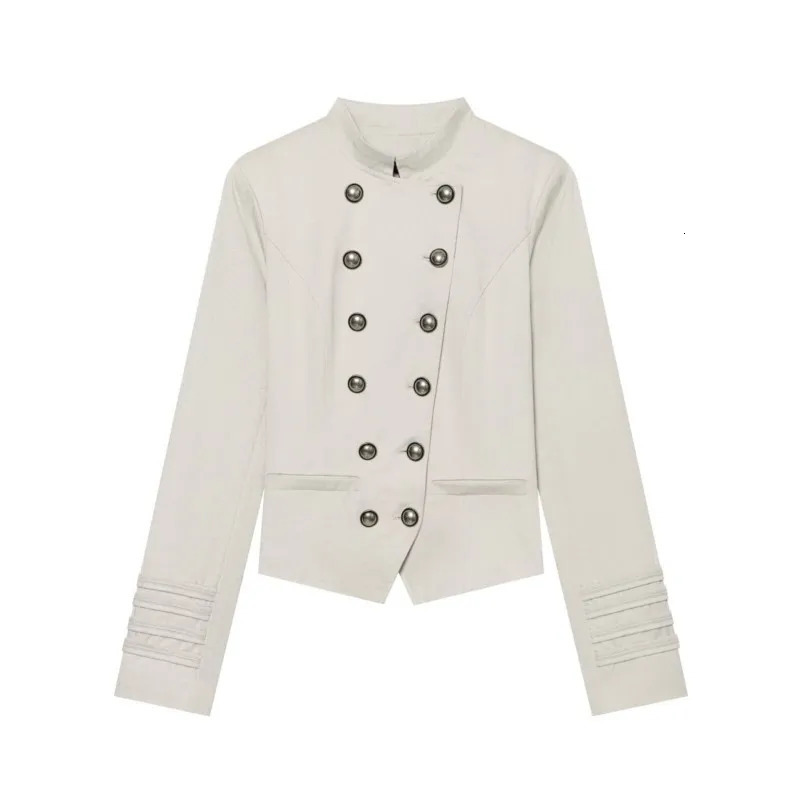 Women's Long sleeves Jacket with Double-Breasted Autumn Simple Stand-Neck Long Sleeve Pockets Woman Jackets Female Outerwear 260922