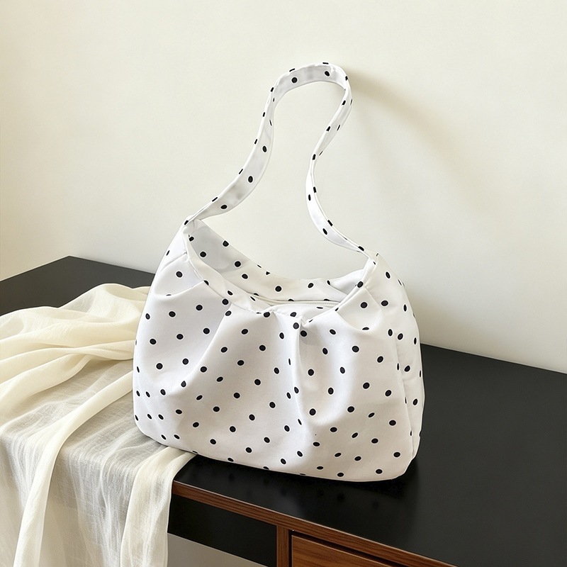 2026 new model dumpling bag, single shoulder crossbody, simple canvas polka dot, ins version, pure desire style, Korean style