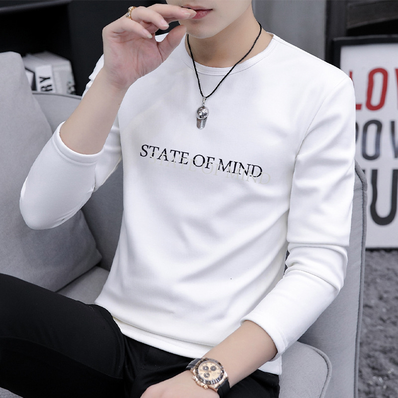 Light luxury round-neck long-sleeve T-shirt, autumn collection, men's top, youthful and energetic style, suitable for young men, winter inner l