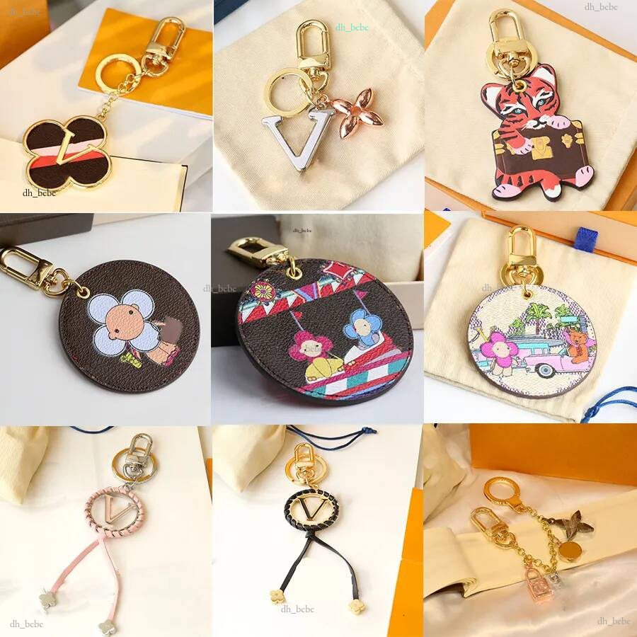2024Porte-clés de créateurs faits à la main multicolores porte-clés femmes hommes sac en cuir marron portefeuille lanière plaqué or accessoires d