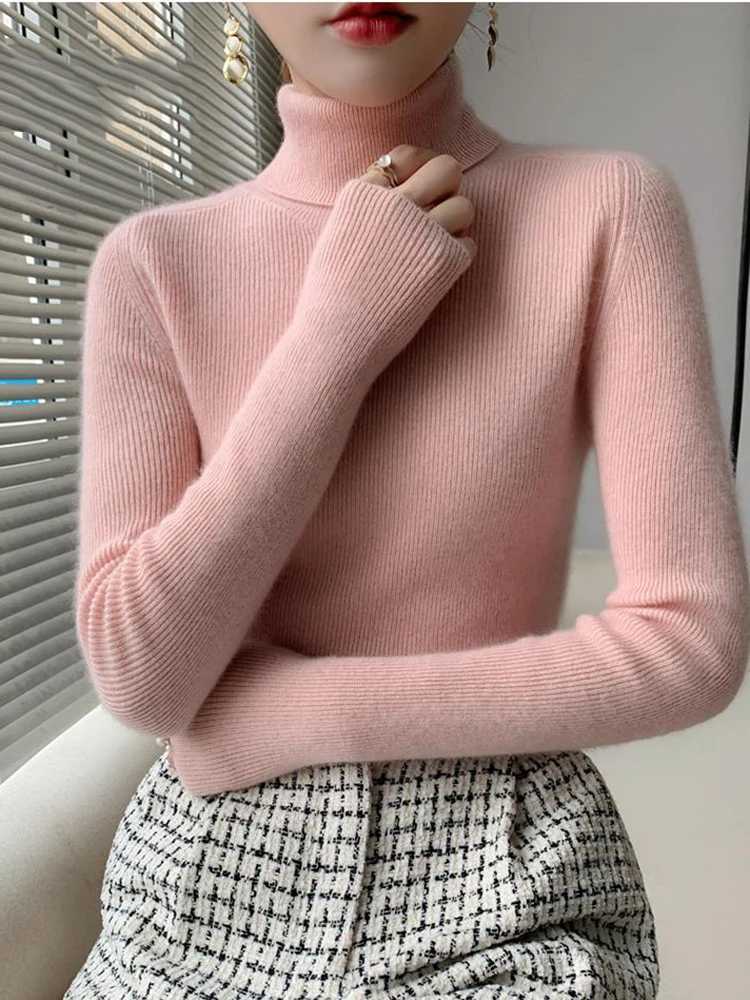 Women's Sweaters Women Turtleneck Sweater Knitted Soft Pullovers Cashmere Jumpers Basic Soft Sweaters For Woman Autumn Winter Pullovers Tops H2